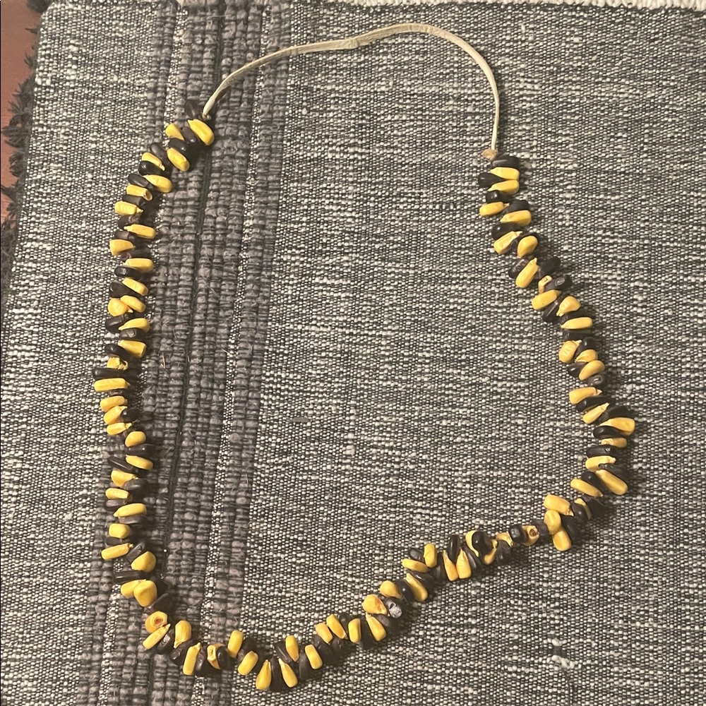 Yellow and Brown Beaded Dried Corn Necklace